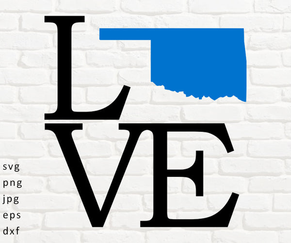 Love Oklahoma - SVG, PNG, JPG, EPS, DXF Files for Cut Projects
