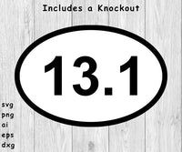 Half Marathon 13.1 Running  Decal / Logo - svg, png, ai, eps and dxf files for - Auto Decals, Vinyl Decals, Printing, T-shirts, CNC, Cricut and other cut files