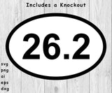 Marathon 26.2 Running  Decal / Logo - svg, png, ai, eps and dxf files for - Auto Decals, Vinyl Decals, Printing, T-shirts, CNC, Cricut and other cut files