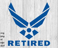 Air Force Retired - SVG, PNG, AI, EPS, DXF Files for Cut Projects
