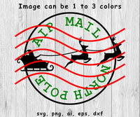 North Pole Christmas Air Mail Stamp - SVG, PNG, AI, EPS, DXF Files