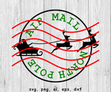 North Pole Christmas Air Mail Stamp - SVG, PNG, AI, EPS, DXF Files