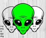 Alien Head, 1 or 2 colors - svg, png, ai, eps, dxf files for; Auto Decals, Vinyl Decals, Printing, T-shirts, CNC, Cricut, other cut files