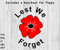 Lest We Forget, Anzac Day - SVG, PNG, AI, EPS, DXF Files Cut Projects