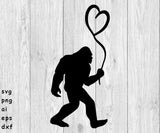 Bigfoot Valentine - SVG, PNG, AI, EPS, DXF Files for Cut Projects