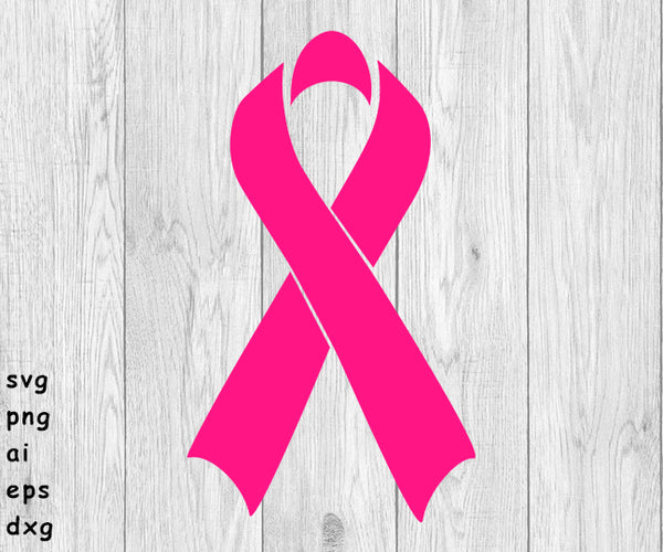 Breast Cancer Ribbon - svg, png, ai, eps, dxf files for; Auto Decals, Vinyl Decals, Printing, T-shirts, CNC, Cricut, other cut files