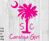 south carolina girl palmetto tree and moon logo