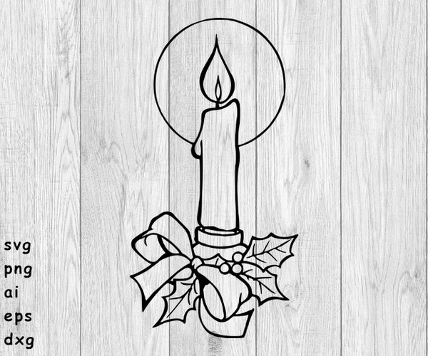 Christmas Candle - SVG, PNG, AI, EPS, DXF Files for Cut Projects