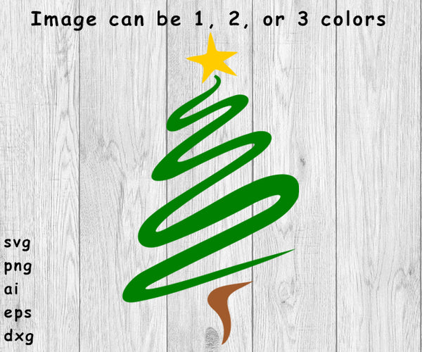 Christmas Tree Swirl - svg, png, ai, eps, dxf files for; Auto Decals, Vinyl Decals, Printing, T-shirts, CNC, Cricut, other cut files