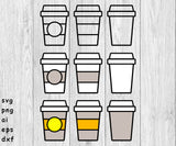 Coffee Cups Combo Pack - SVG, PNG, AI, EPS, DXF Files