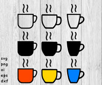 Coffee Cups Combo Pack - SVG, PNG, AI, EPS, DXF Files