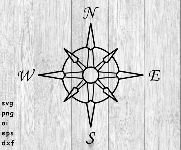 Compass Rose - SVG, PNG, AI, EPS, DXF Files for Cut Projects