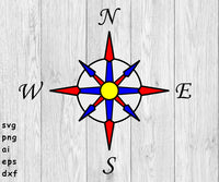 Compass Rose, Navigation Compass - SVG, PNG, AI, EPS, DXF Files