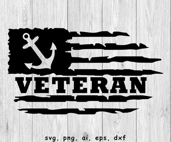 Distressed Navy Veteran Flag - SVG, PNG, AI, EPS, DXF Files