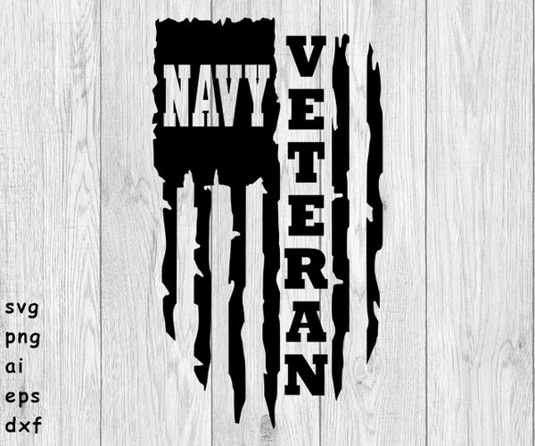 Distressed Navy Veteran Flag - SVG, PNG, AI, EPS, DXF Files for Cut Projects