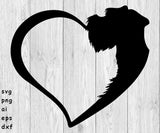 Schnauzer Dog Heart - SVG, PNG, AI, EPS, DXF Files for Cut Projects