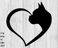 Boxer Dog Heart - SVG, PNG, AI, EPS, DXF Files for Cut Projects