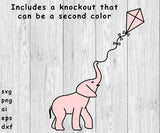Elephant Flying A Kite - SVG, PNG, AI, EPS, DXF Files for Cut Projects