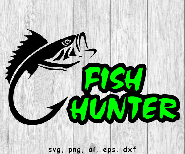 Fish Hunter Image - SVG, PNG, AI, EPS, DXF Files for Cut Projects