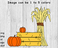 Pumpkin, Hay Bale, Cornstalks, Corn Stalks,  Autumn, Harvest - SVG, PNG, AI, EPS, DXF Files
