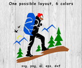 Hiking, Mountain Hiking - SVG, PNG, AI, EPS, DXF Files for Cut Projects