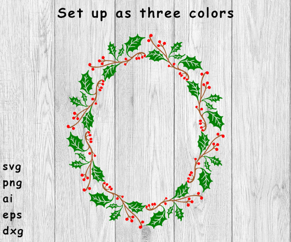 Holly Frame, Christmas - SVG, PNG, AI, EPS, DXF Files