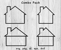 House Outline Combo Pack - SVG, PNG, AI, EPS, DXF Files