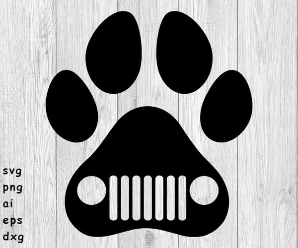 jeep dog paw logo, jeep grill in dog paw svg cut file
