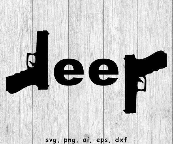 Jeep Pistol Logo - SVG, PNG, AI, EPS, DXF Files for Cut Projects