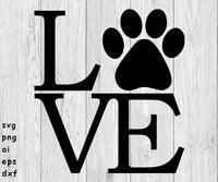 Love Dog Paw, Love Dogs - SVG, PNG, AI, EPS, DXF Files
