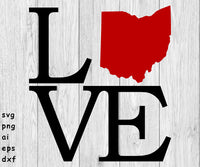Love Ohio - SVG, PNG, AI, EPS, DXF Files for Cut Projects