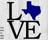 Love Texas - SVG, PNG, AI, EPS, DXF Files for Cut Projects