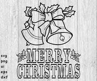 Merry Christmas Bells - SVG, PNG, AI, EPS, DXF Files for Cut Projects