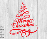 Merry Christmas Tree - SVG, PNG, AI, EPS, DXF Files for Cut Projects
