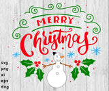 Merry Christmas with Snow Man - SVG, PNG, AI, EPS, DXF Files