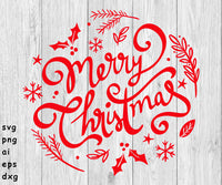 Merry Christmas - SVG, PNG, AI, EPS, DXF Files for Cut Projects