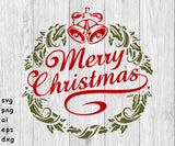 Merry Christmas Wreath - SVG, PNG, AI, EPS, DXF Files for Cut Projects