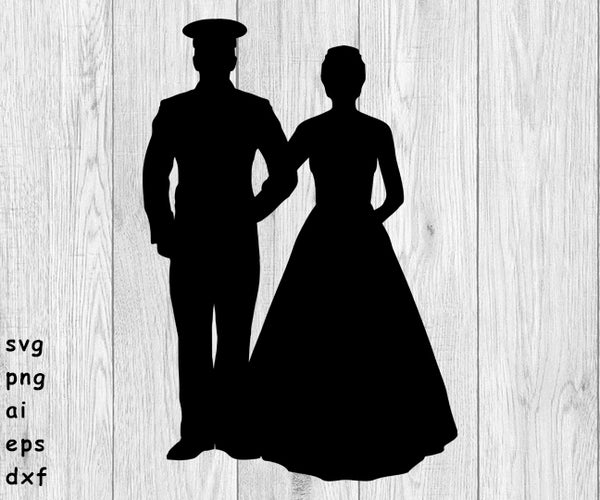 Military Bride and Groom - SVG, PNG, AI, EPS, DXF Files for Cut Projects