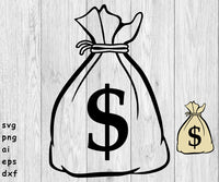 Moneybag, Money Bag, Bag of Money - SVG, PNG, AI, EPS, DXF Files
