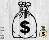 Money Bag, Moneybag, Bag of Money - SVG, PNG, AI, EPS, DXF Files