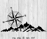 Mountain Compass - SVG, PNG, AI, EPS, DXF Files for Cut Projects