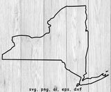 New York State Outline - SVG, PNG, AI, EPS, DXF Files for Cut Projects