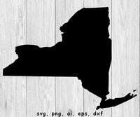 New York State Outline - SVG, PNG, AI, EPS, DXF Files for Cut Projects