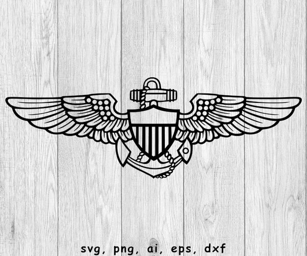 Naval Aviator Wings - SVG, PNG, AI, EPS, DXF Files for Cut Projects