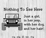 jeep hair svg logo, jeep girl with dog svg logo