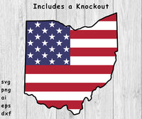 Ohio Outline American Flag - SVG, PNG, AI, EPS, DXF Files