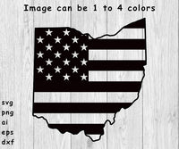 Ohio Outline American Flag - SVG, PNG, AI, EPS, DXF Files