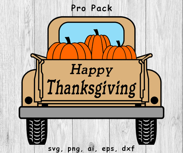 Happy Thanksgiving Truck - SVG, PNG, AI, EPS, DXF Files
