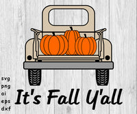Old Truck with Pumpkins - SVG, PNG, AI, EPS, DXF Files