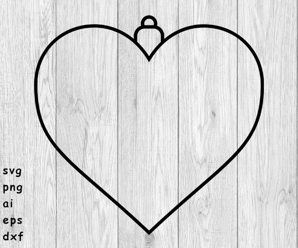 Christmas Heart Ornament Outline - SVG, PNG, AI, EPS, DXF Files
